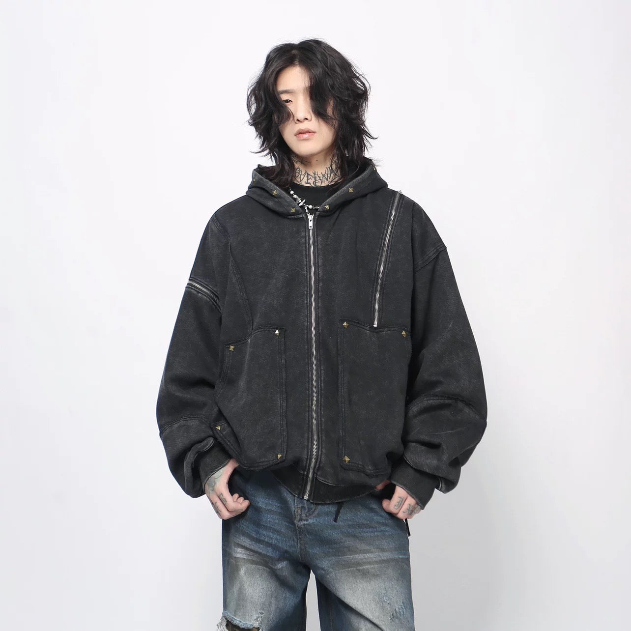 Sudadera con capucha y cremallera para hombre T0281