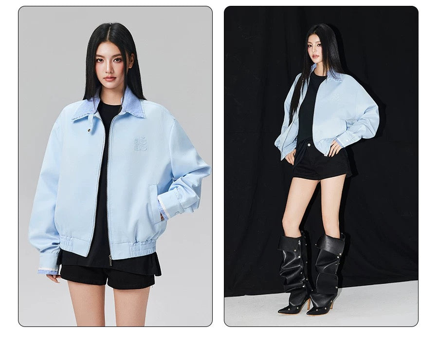 Men’s Vintage Plaid Patchwork Collar Jacket – Retro Short Street Outerwear T0062