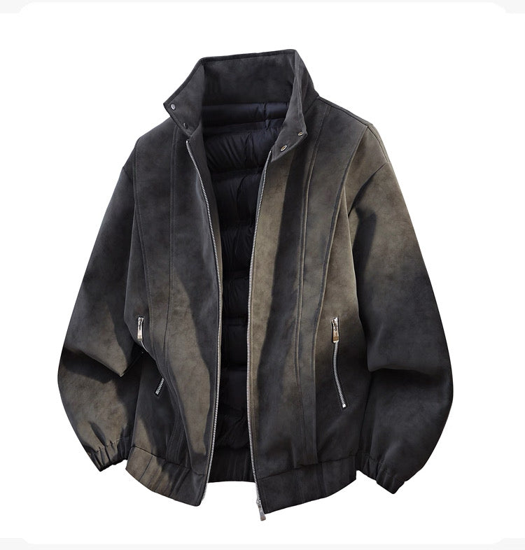 American Retro Leather Down Jacket for Men f0500