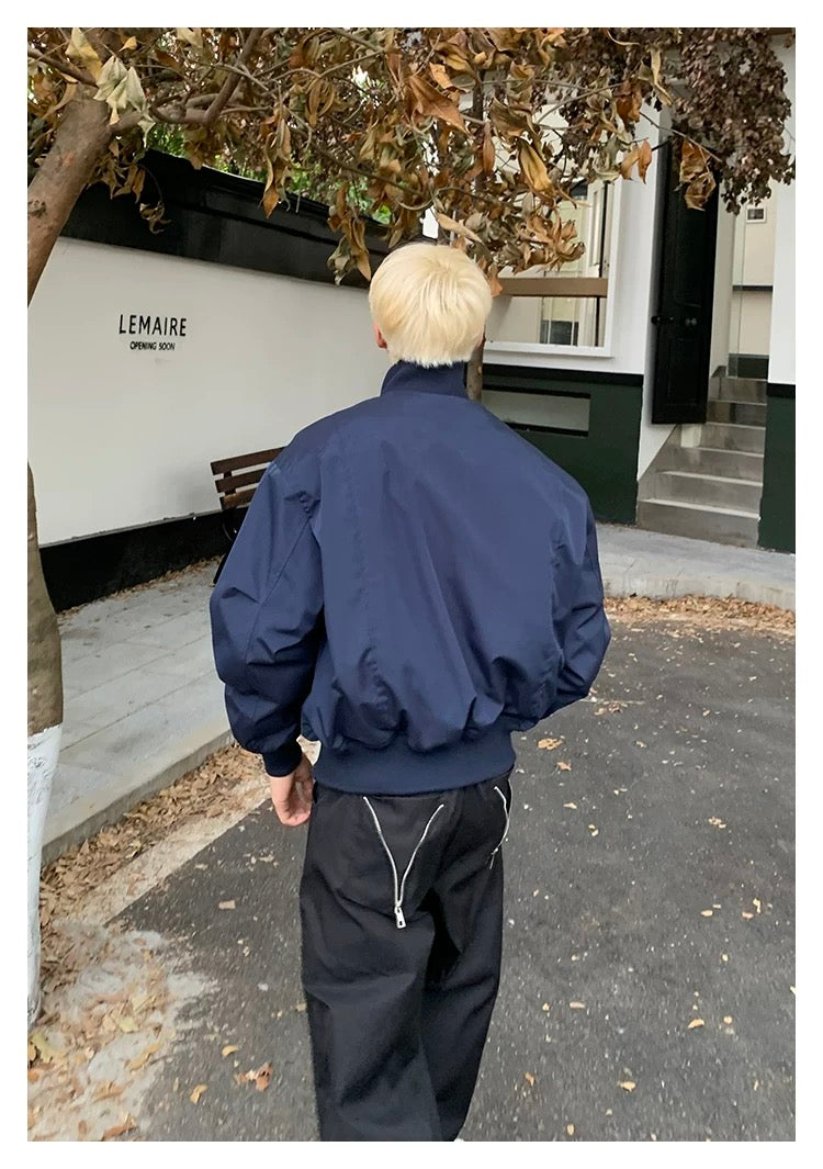 Men’s Short Padded Bomber Jacket – American Retro Street Winter Coat T0054