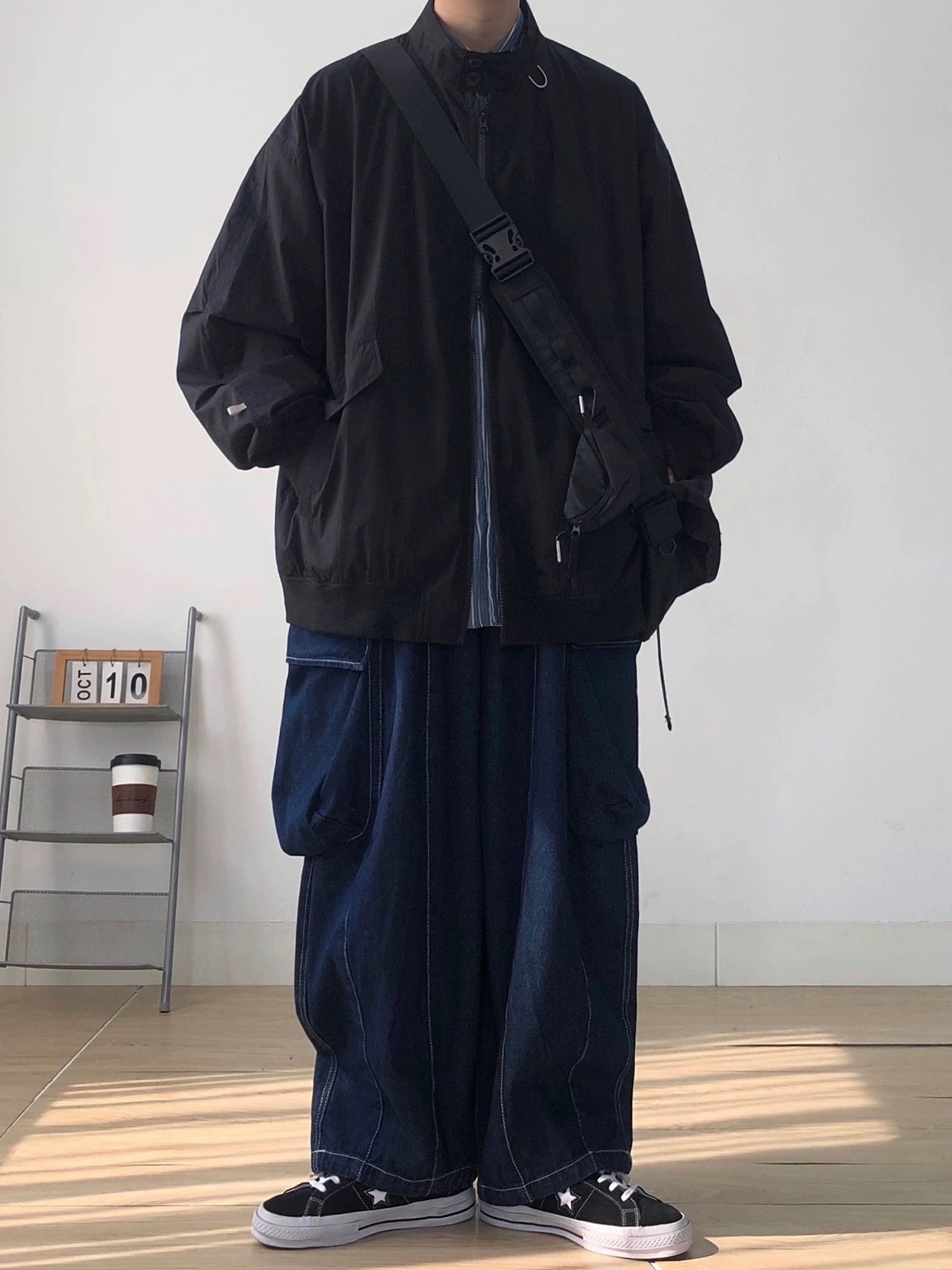 Cityboy オーバーサイズ アビエイタージャケット メンズ キルティング スタンドカラー パッド入りコート 冬用ユーティリティワークウェア T0002