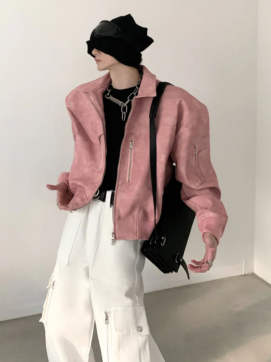 WASHED FROSTED LEATHER JACKETT0108