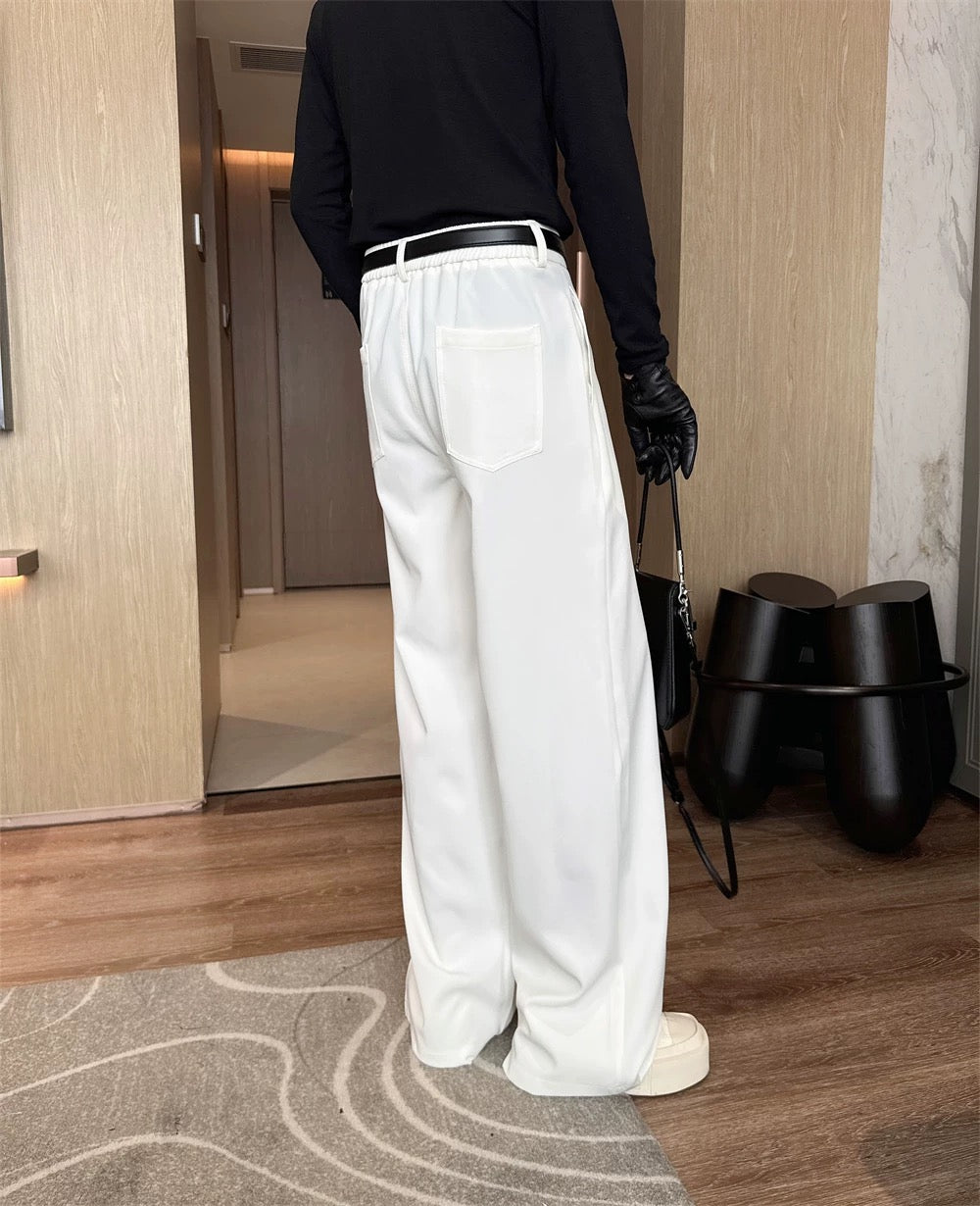 Men’s Vintage Curved-Pocket Trousers – Loose Fit Retro Wide-Leg Pants B0093