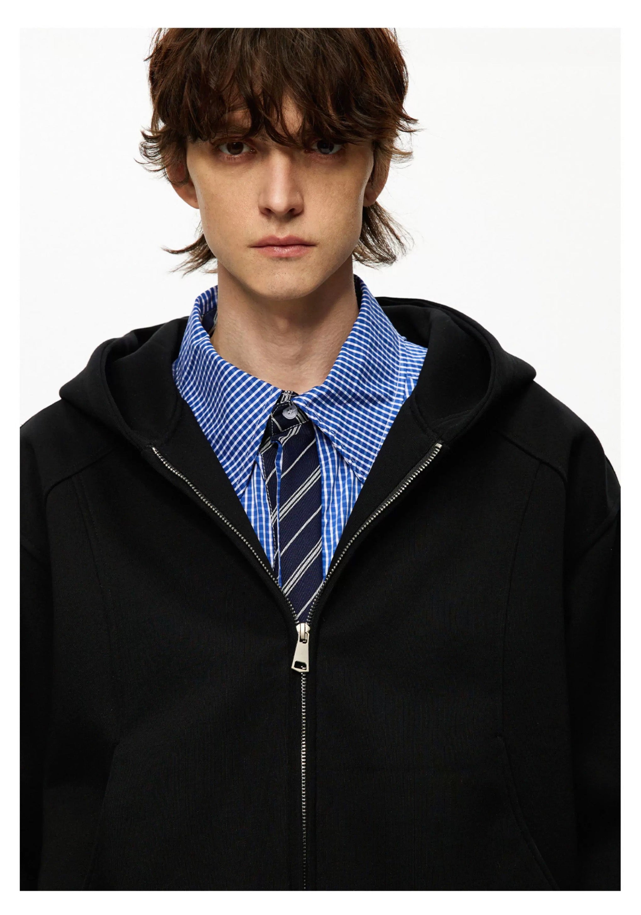 Men’s Cropped Zip-Up Hoodie – American Street Minimal Short Hoodie Jacket S0047