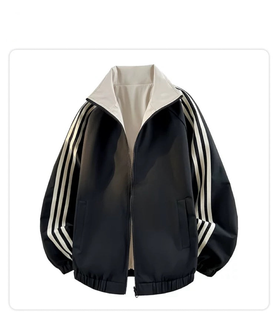 Chaqueta unisex vintage a rayas – Ropa de calle retro americana T0082