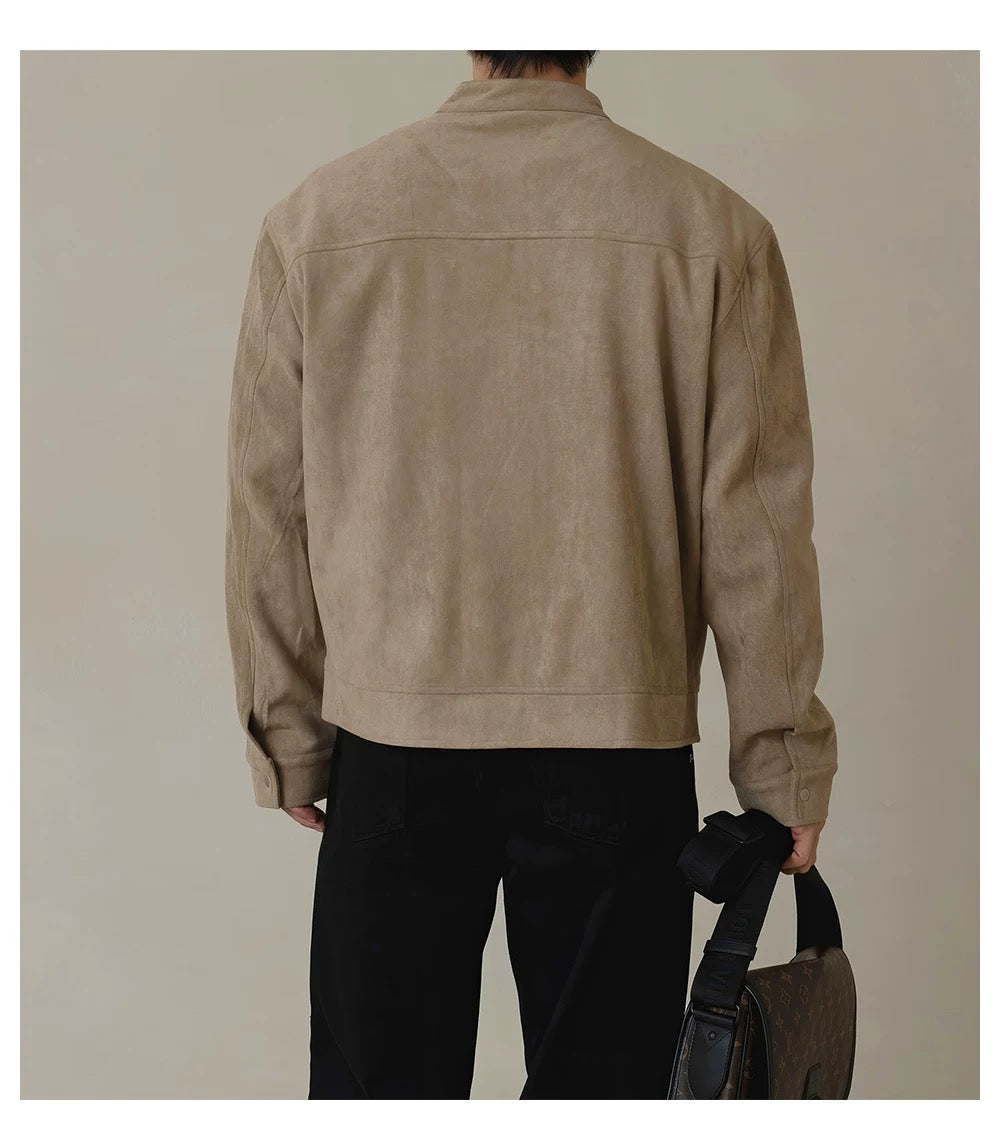 American Stand Collar Jacket – Vintage Streetwear Short Coat for Men T0033