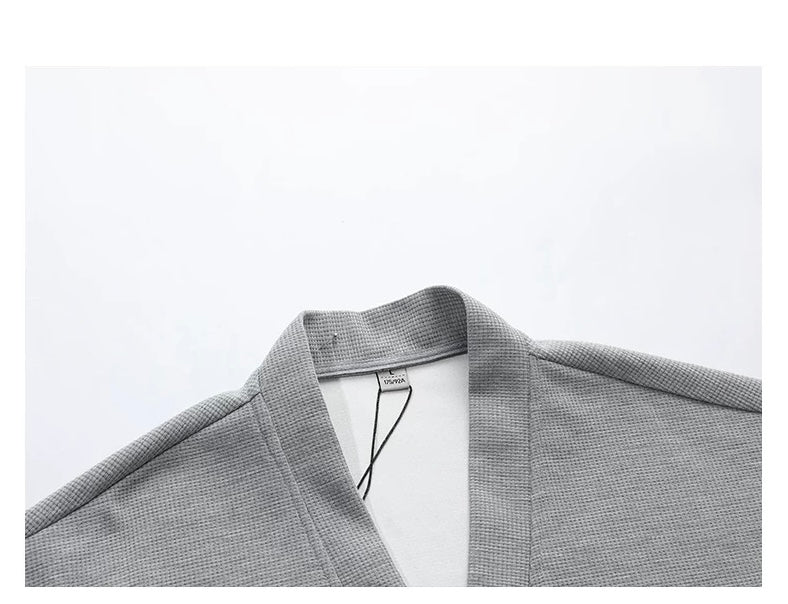 Cárdigan de punto gofre para hombre: Chaqueta estilo suéter vintage informal T0173