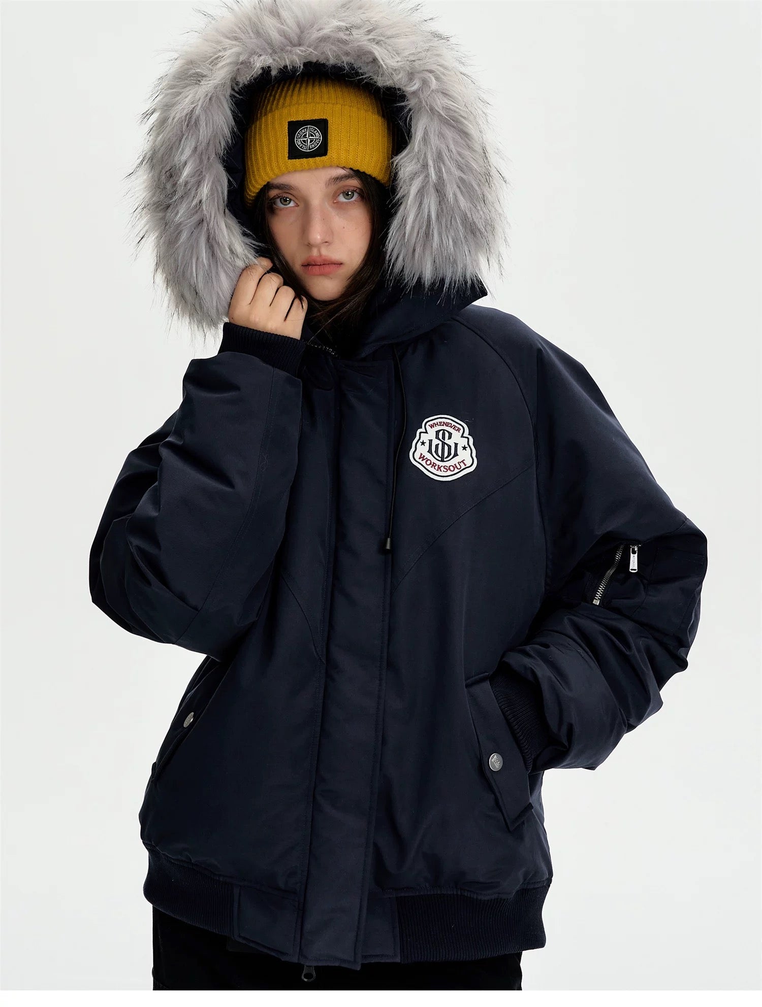 Detachable Fur Hooded Parka – Vintage American Winter Cotton Jacket T0030