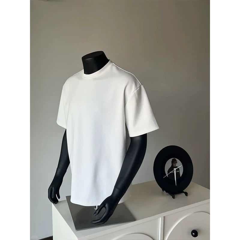 Camiseta blanca con hombros estructurados para hombre – Camiseta minimalista americana S0051