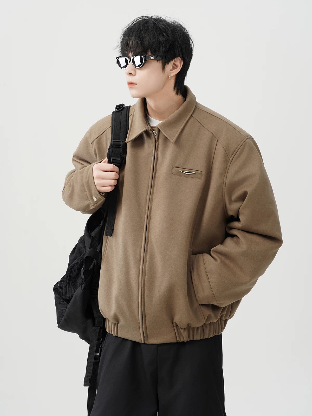 Chaqueta acolchada vintage americana – Abrigo retro de algodón con cuello vuelto para hombre T0022