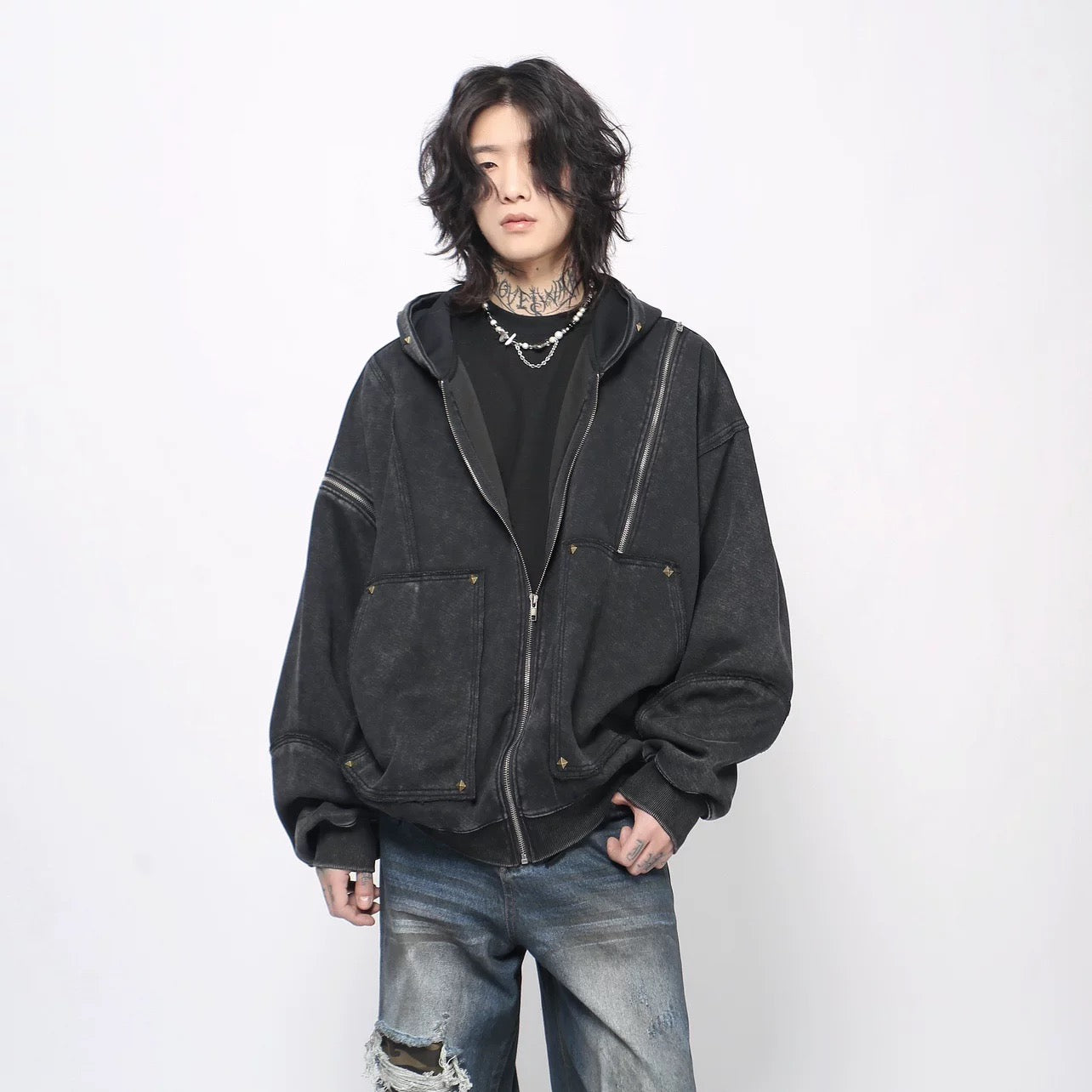 Sudadera con capucha y cremallera para hombre T0281