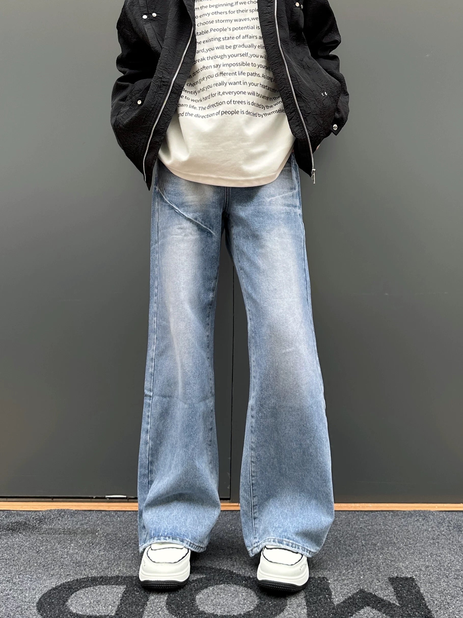 Men’s Vintage American Wide-Leg Straight Jeans – Retro High Street Denim Pants B0052