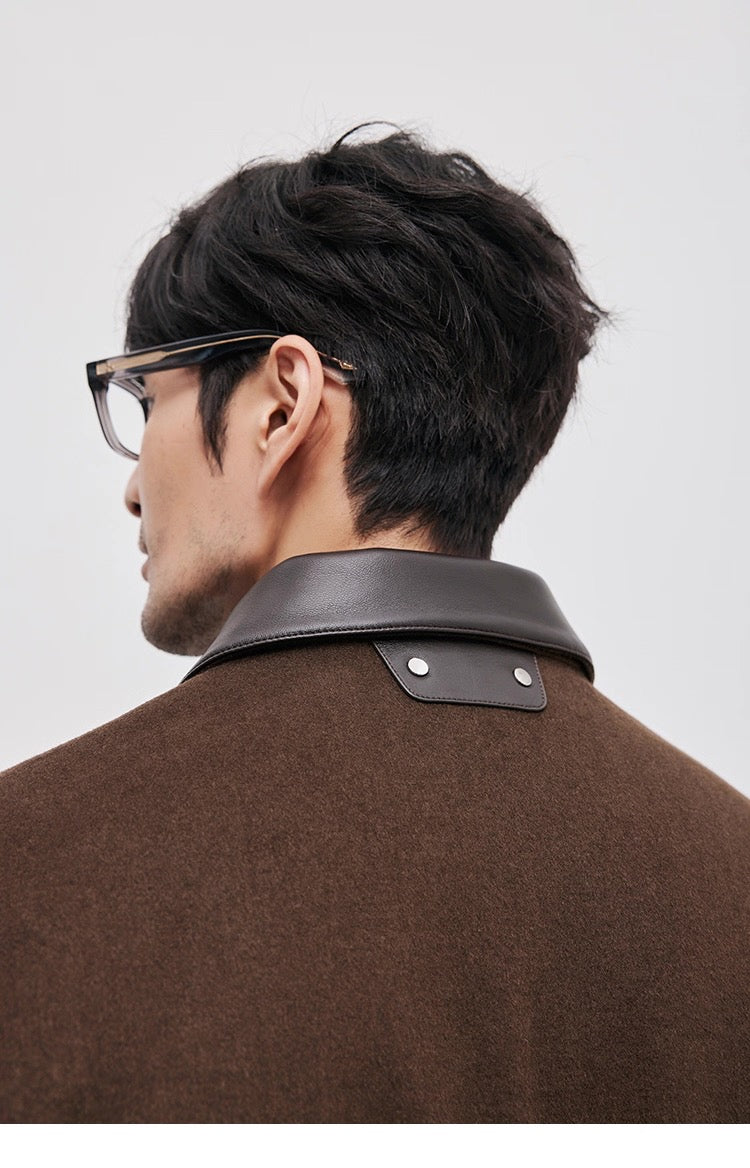 Chaqueta de aviador de piel auténtica – Bomber vintage americana con cremallera y cuello vuelto T0023