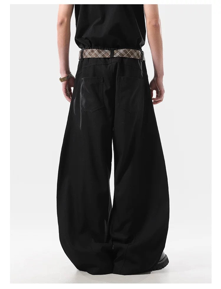 Pantalones acampanados vintage a cuadros con forro polar y cinturón – Estilo retro americano B0038