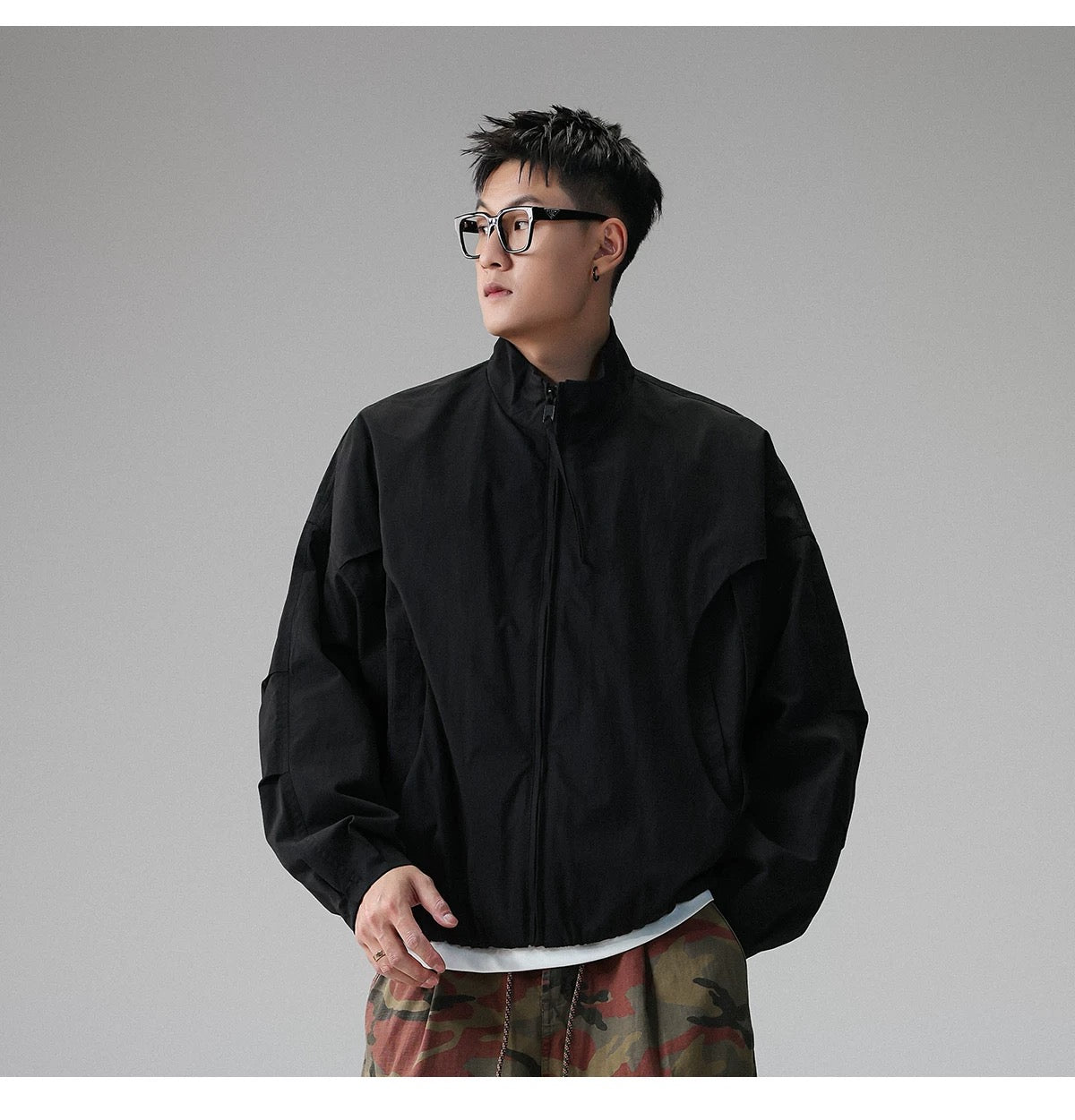 American Stand-Collar Jacket – Vintage Minimalist Streetwear Outerwear T0025