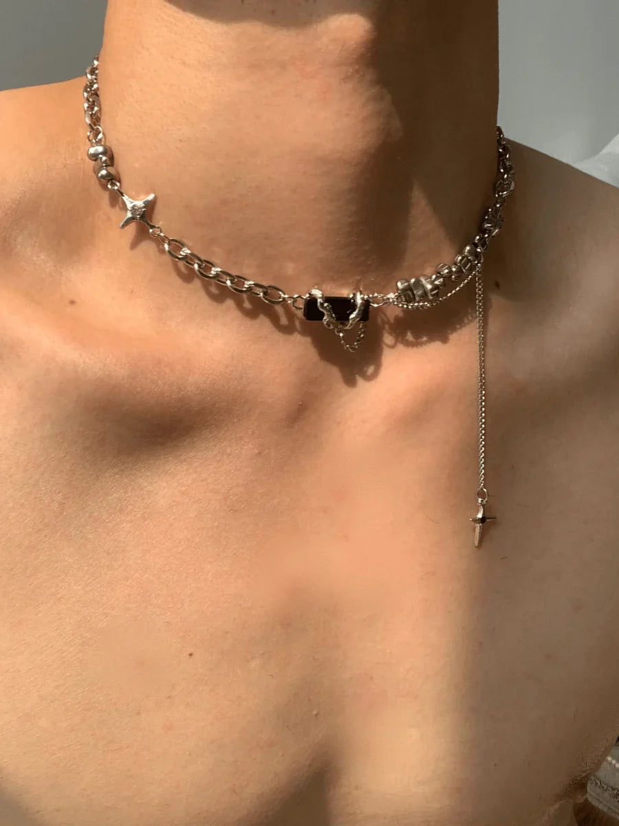 SILVER NECK CHAIN JEWELRY NECKLACE A0040