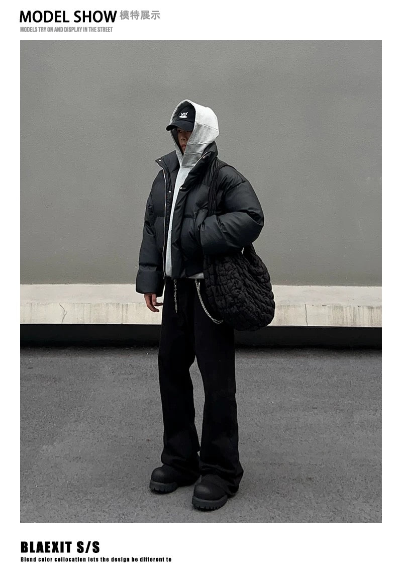 Chaqueta acolchada corta de corte limpio para hombre – Abrigo de invierno American Minimal Street T0148