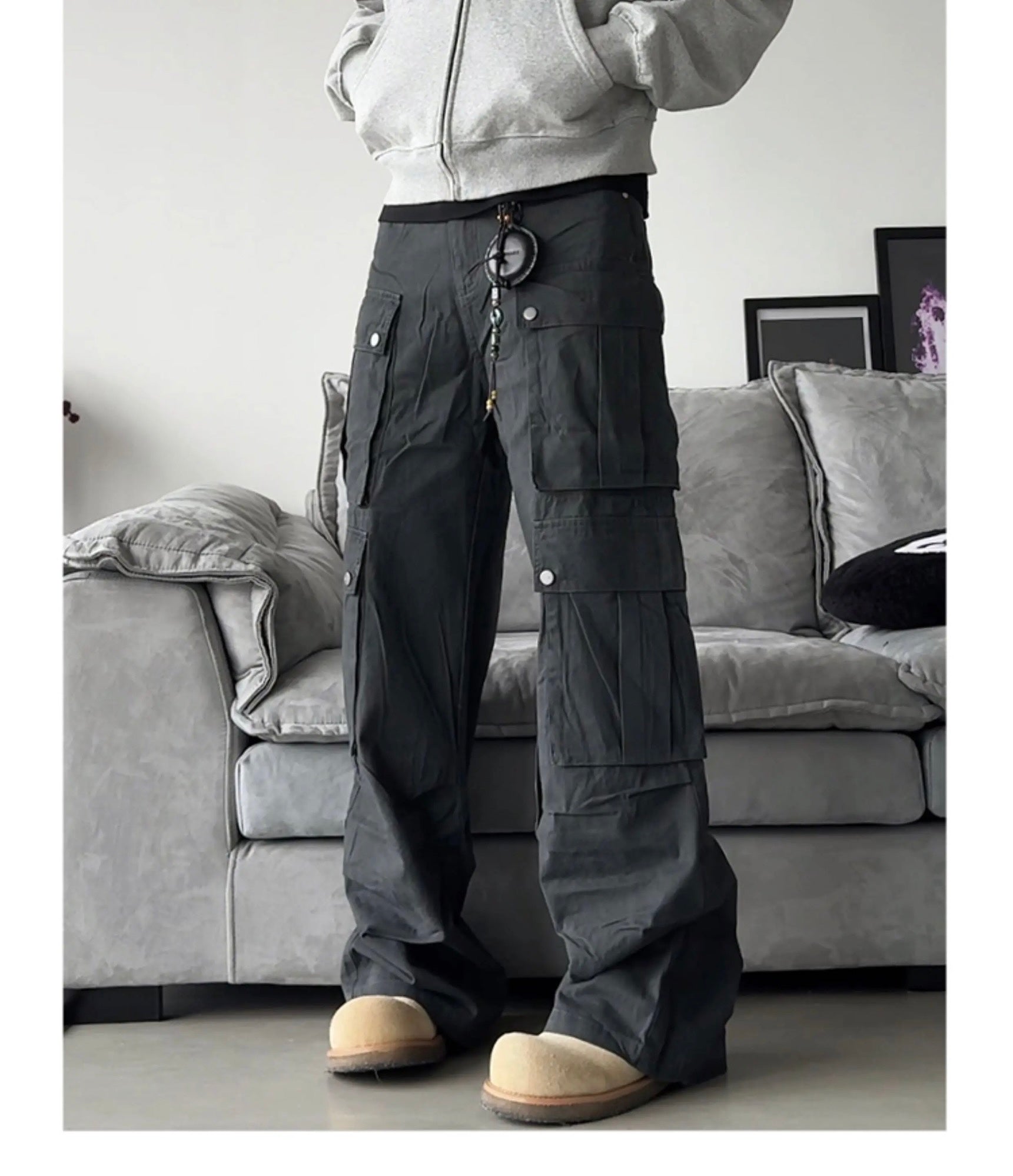 Men’s Multi-Pocket Cargo Pants – American Street Utility Workwear Trousers B0065