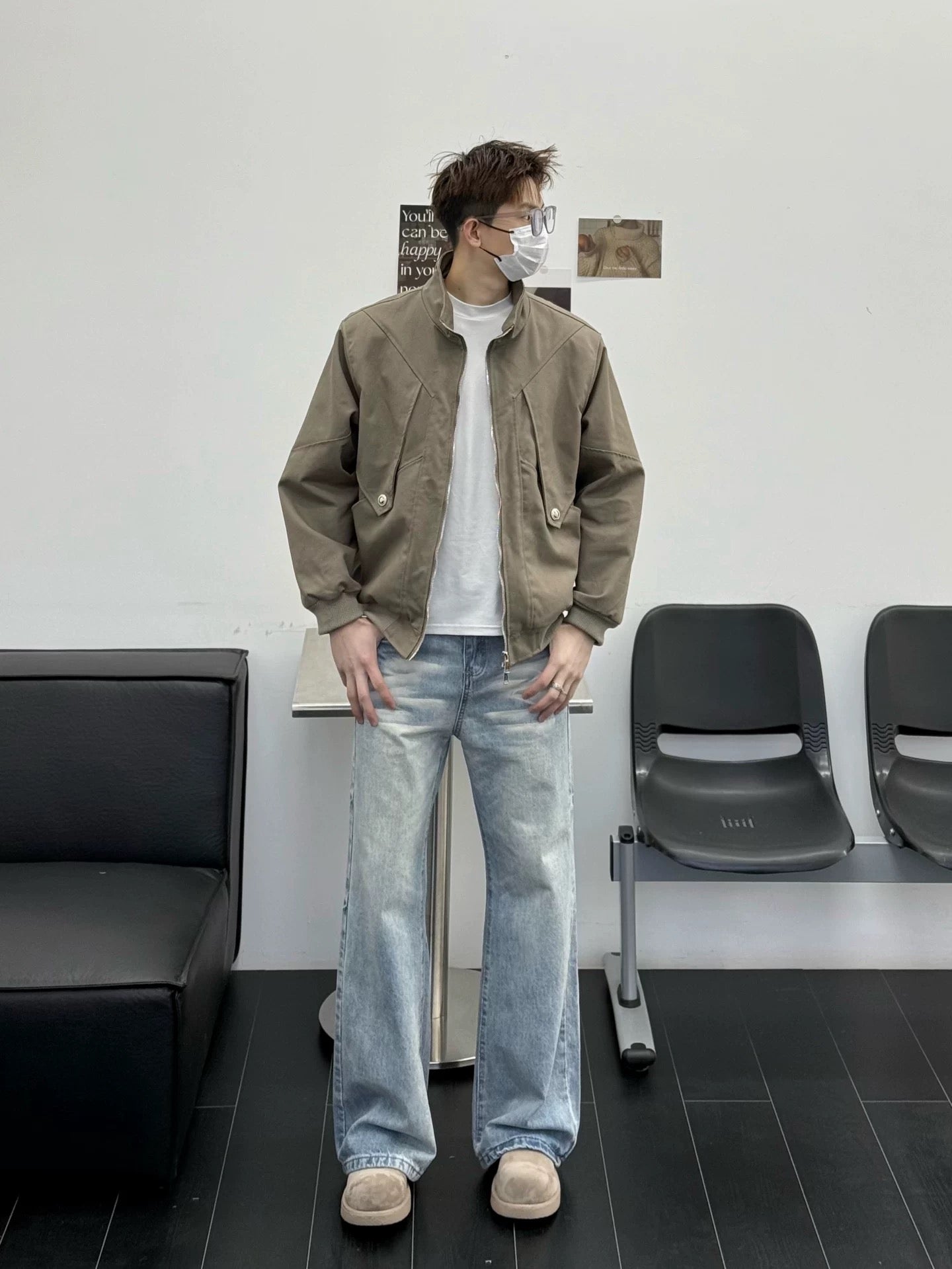 Men’s Stand Collar Jacket – Minimal Clean Fit Streetwear Outerwear T0166