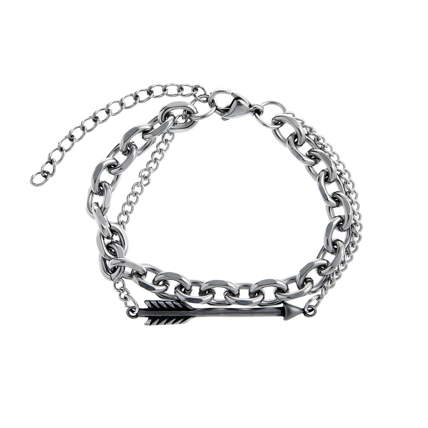 Men’s Arrow Double-Layer Bracelet | Adjustable Vintage Titanium Steel Chain with Hip Hop Minimalist Design O0011