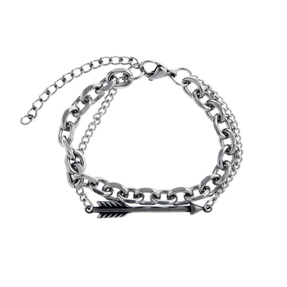 Men’s Arrow Double-Layer Bracelet | Adjustable Vintage Titanium Steel Chain with Hip Hop Minimalist Design O0011