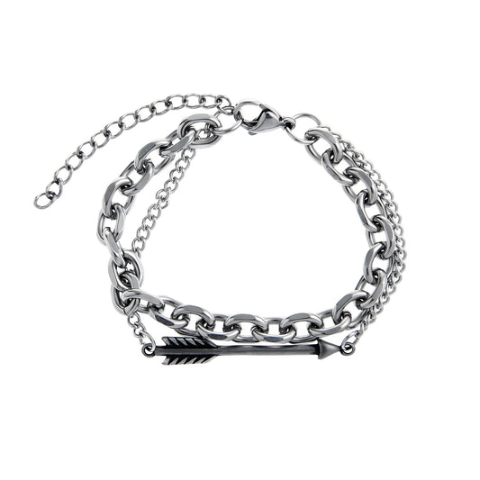 Men’s Arrow Double-Layer Bracelet | Adjustable Vintage Titanium Steel Chain with Hip Hop Minimalist Design O0011