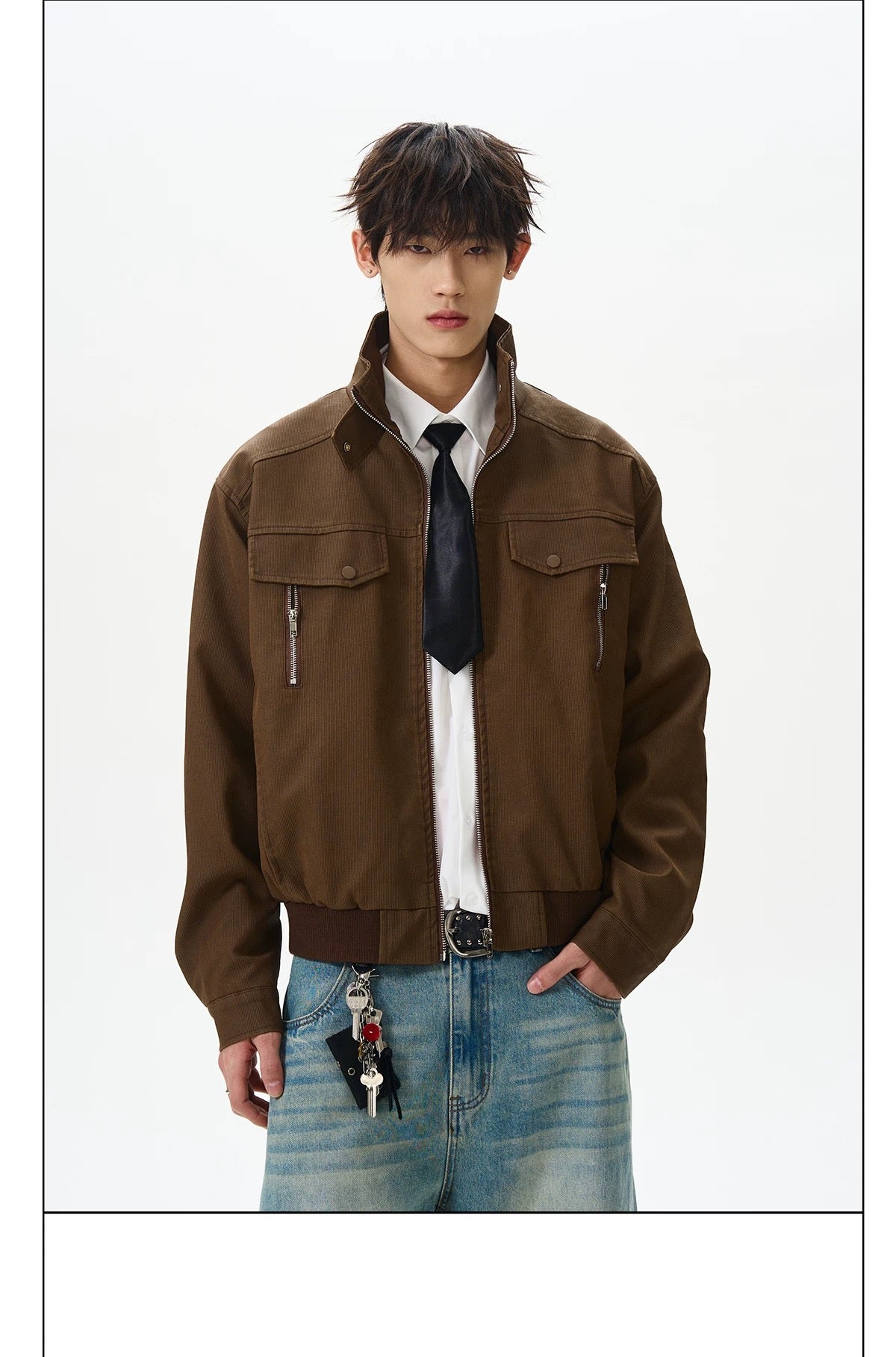 Men’s Stand-Collar American Streetwear Jacket T0015