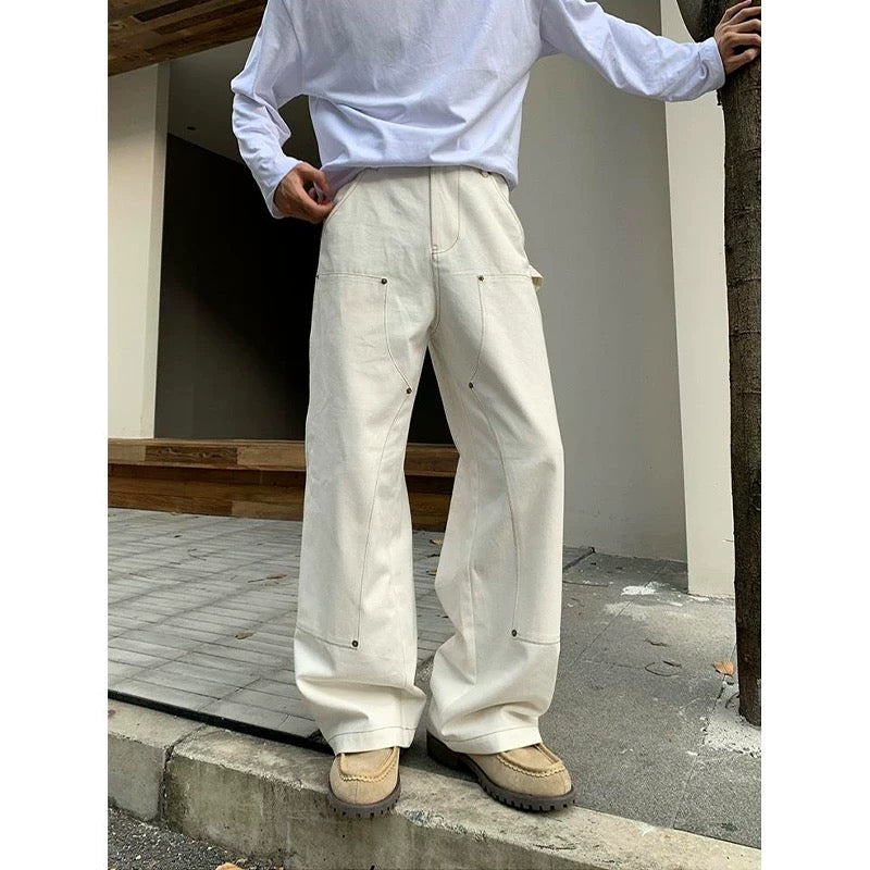 Men’s Off-White Retro Denim Cargo Pants – American Vintage Workwear Style B0075