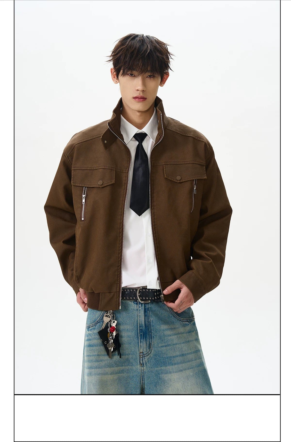 Men’s Stand-Collar American Streetwear Jacket T0015