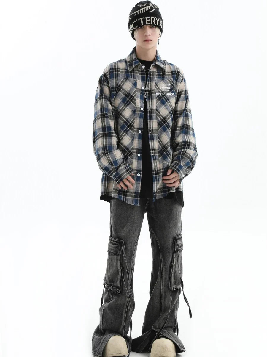 MULTI-POCKET LOOSE STRAIGHT LONG JEANS B0163