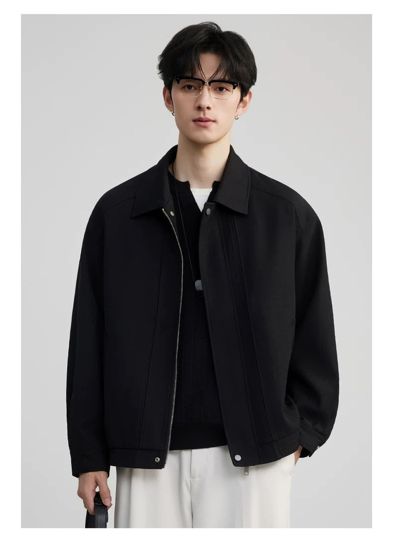 Men’s American Business Collar Jacket – Modern Retro Minimal Street Outerwear T0063