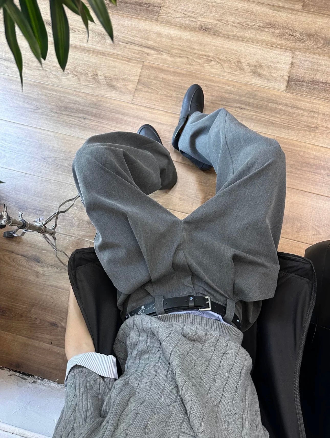 Men’s Pleated A-Line Flare TR Trousers – 3D Wide-Leg Tailored Street Pants B0072