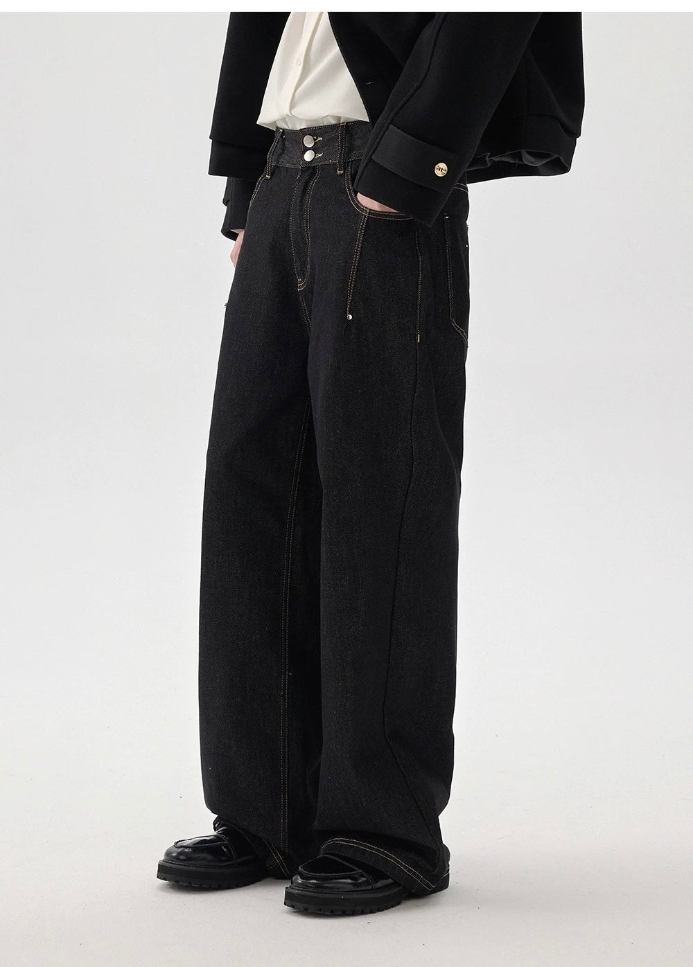 Men’s Vintage American Wide-Leg Denim Jeans B0017