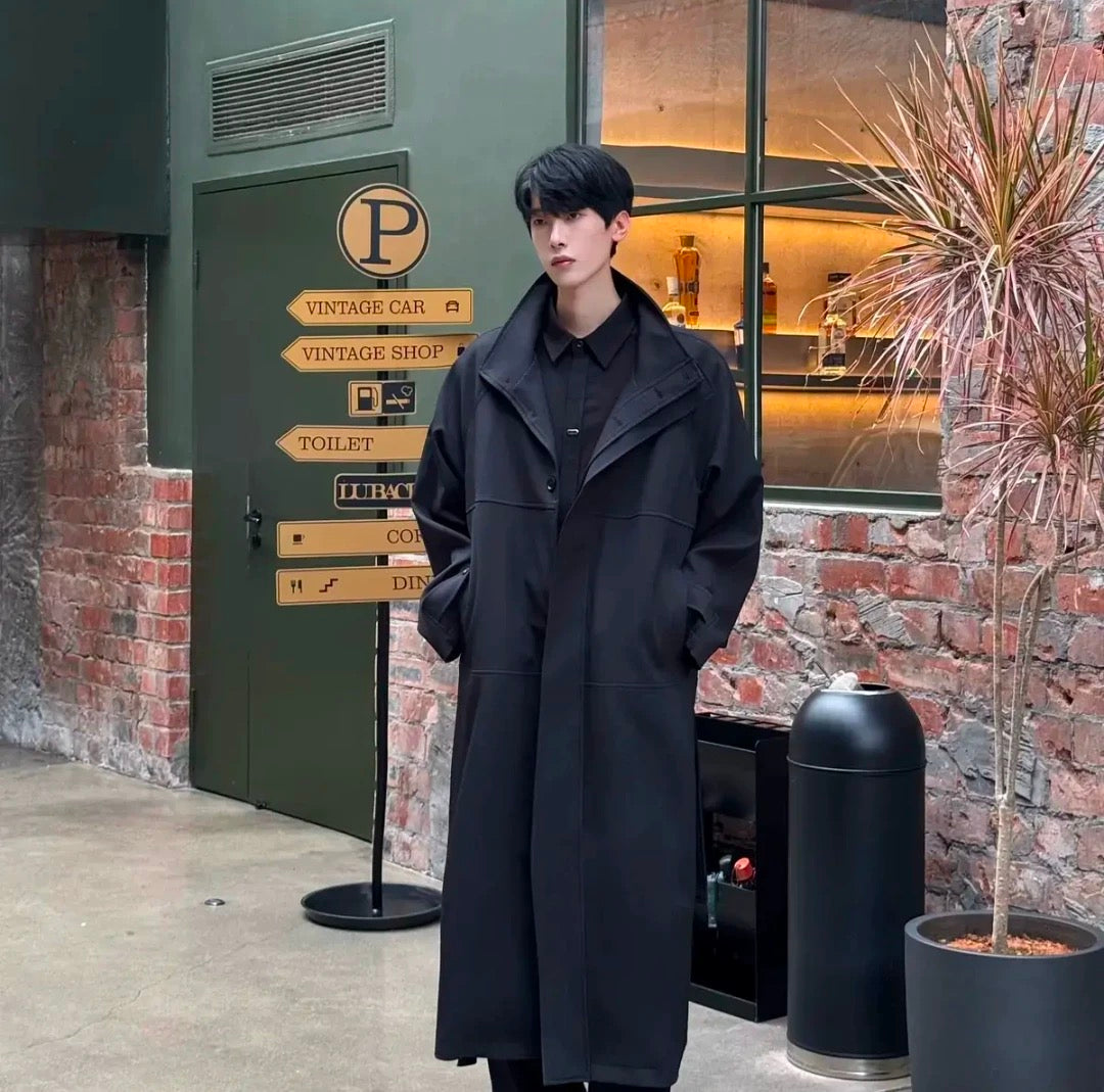 Gabardina larga vintage británica para hombre T0248