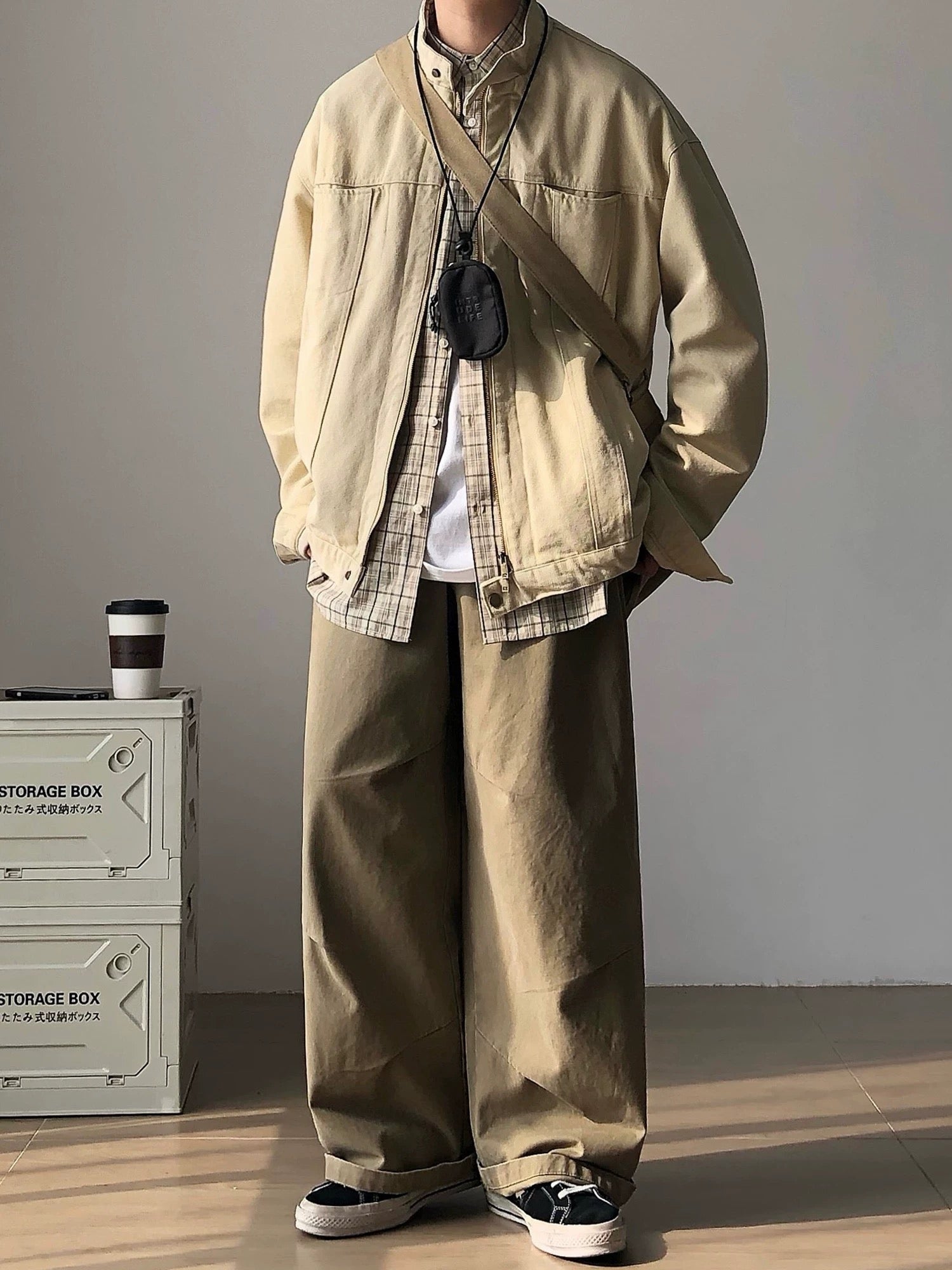 American Vintage Harrington Work Jacket, Cleanfit Stand Collar All-Season Men's Coat T0006