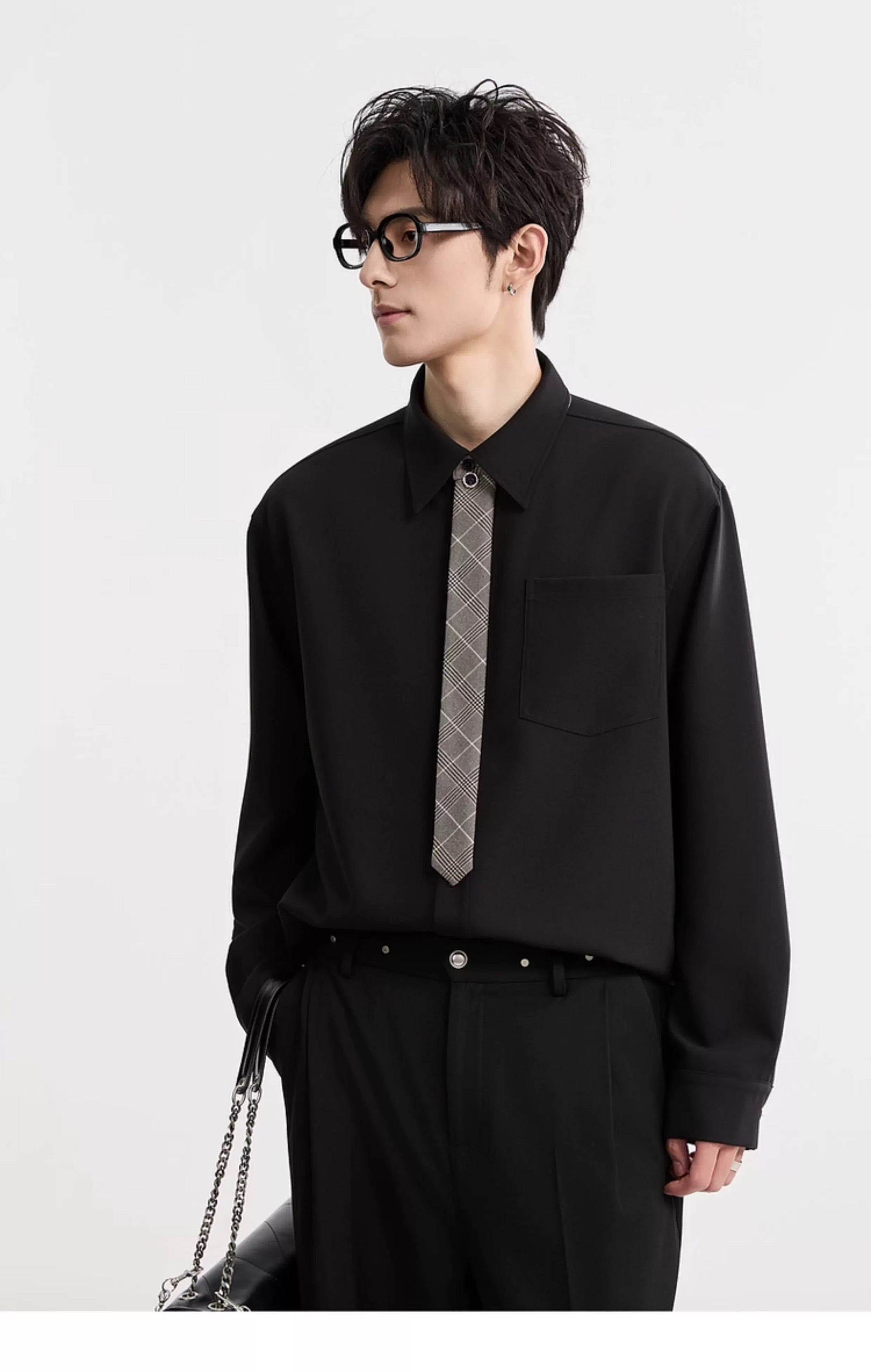 3-in-1 しわ防止＆カラーブロックシャツ - メンズ 秋冬 サーマル 長袖 トップス T0044