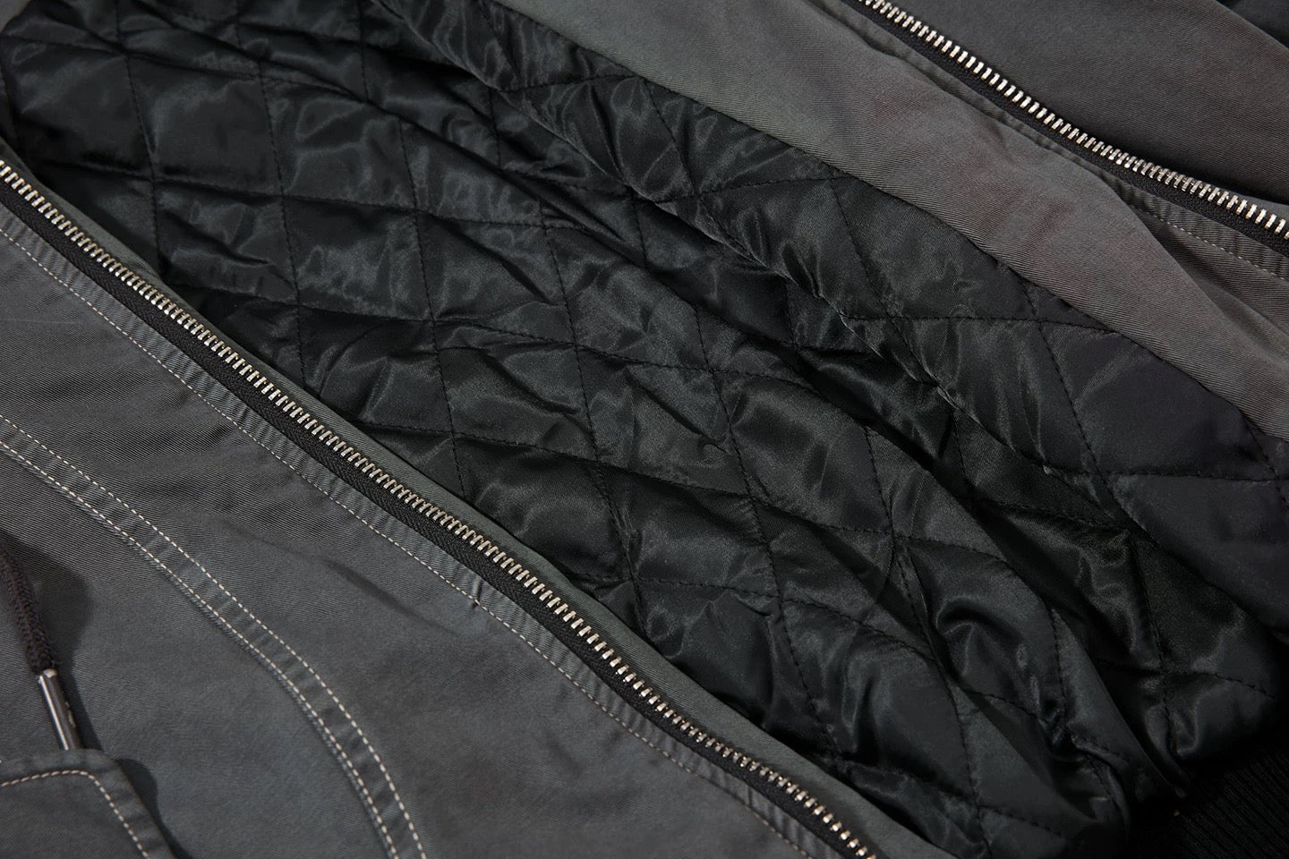 Men’s Layered Bomber Jacket – Faux Two-Piece Streetwear Flight Coat T0051