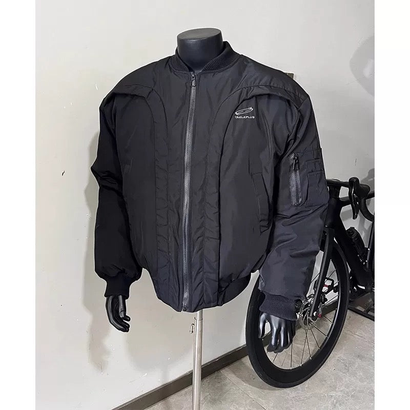 Men’s Deconstructed Bomber Jacket – American Retro High-Street Flight Outerwear T0145