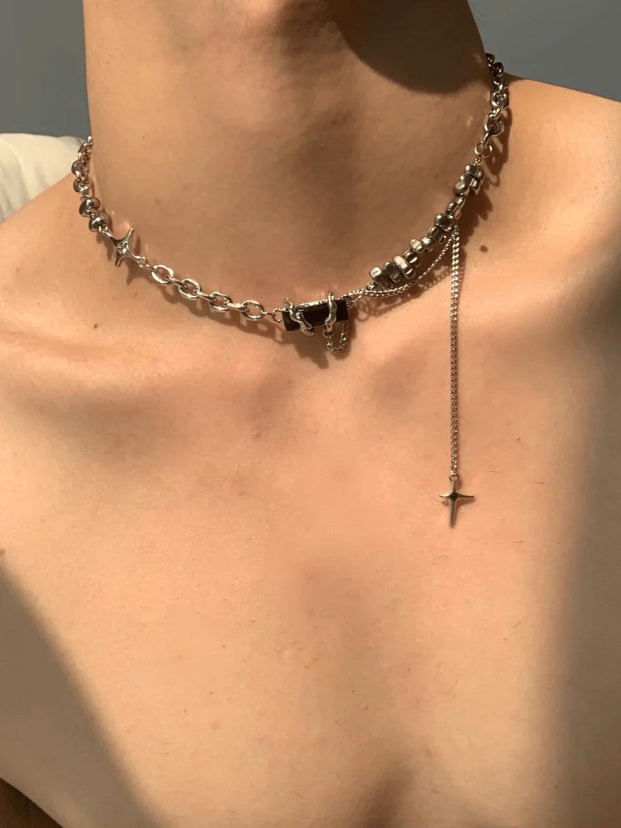 SILVER NECK CHAIN JEWELRY NECKLACE A0040