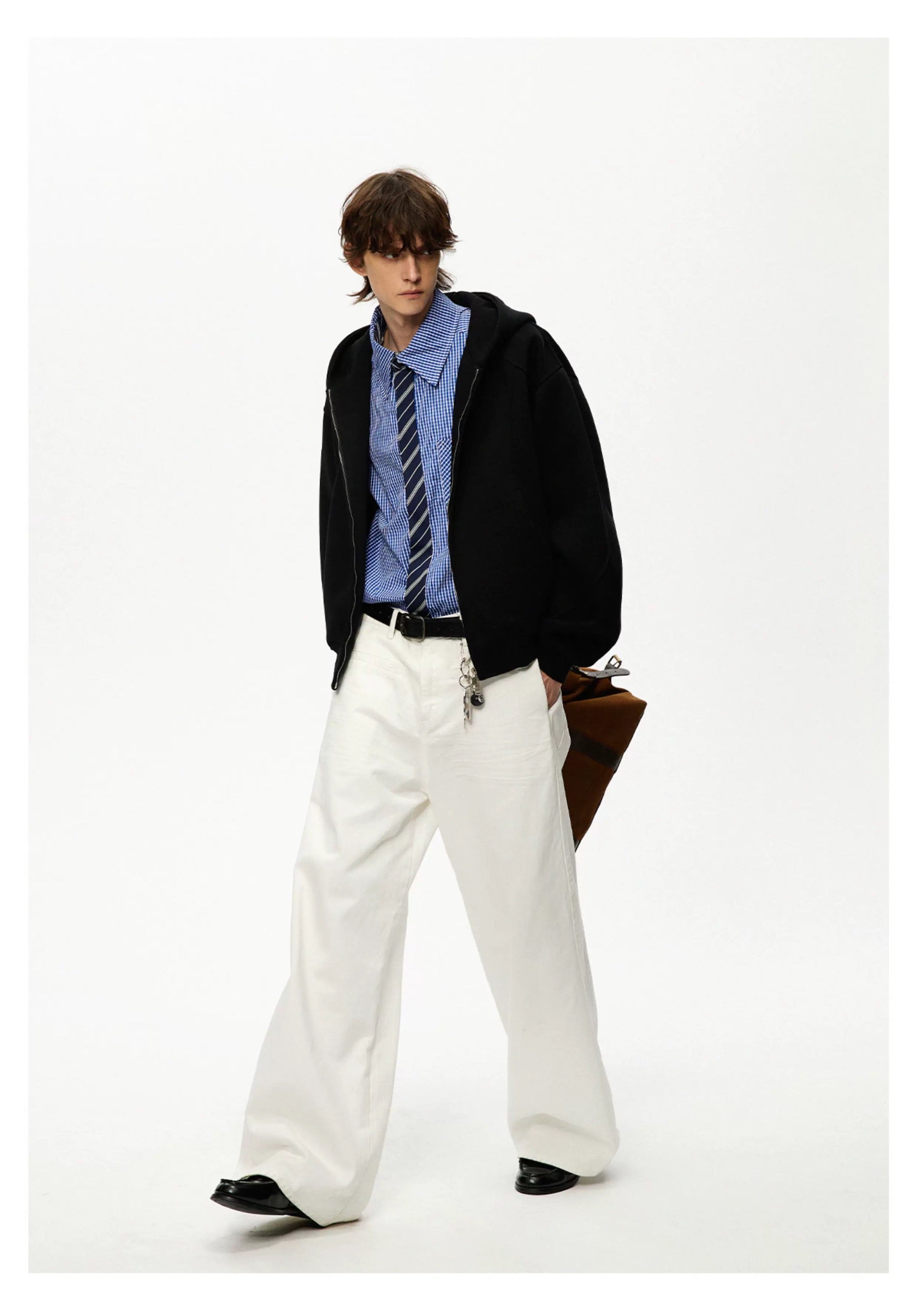 Men’s Cropped Zip-Up Hoodie – American Street Minimal Short Hoodie Jacket S0047