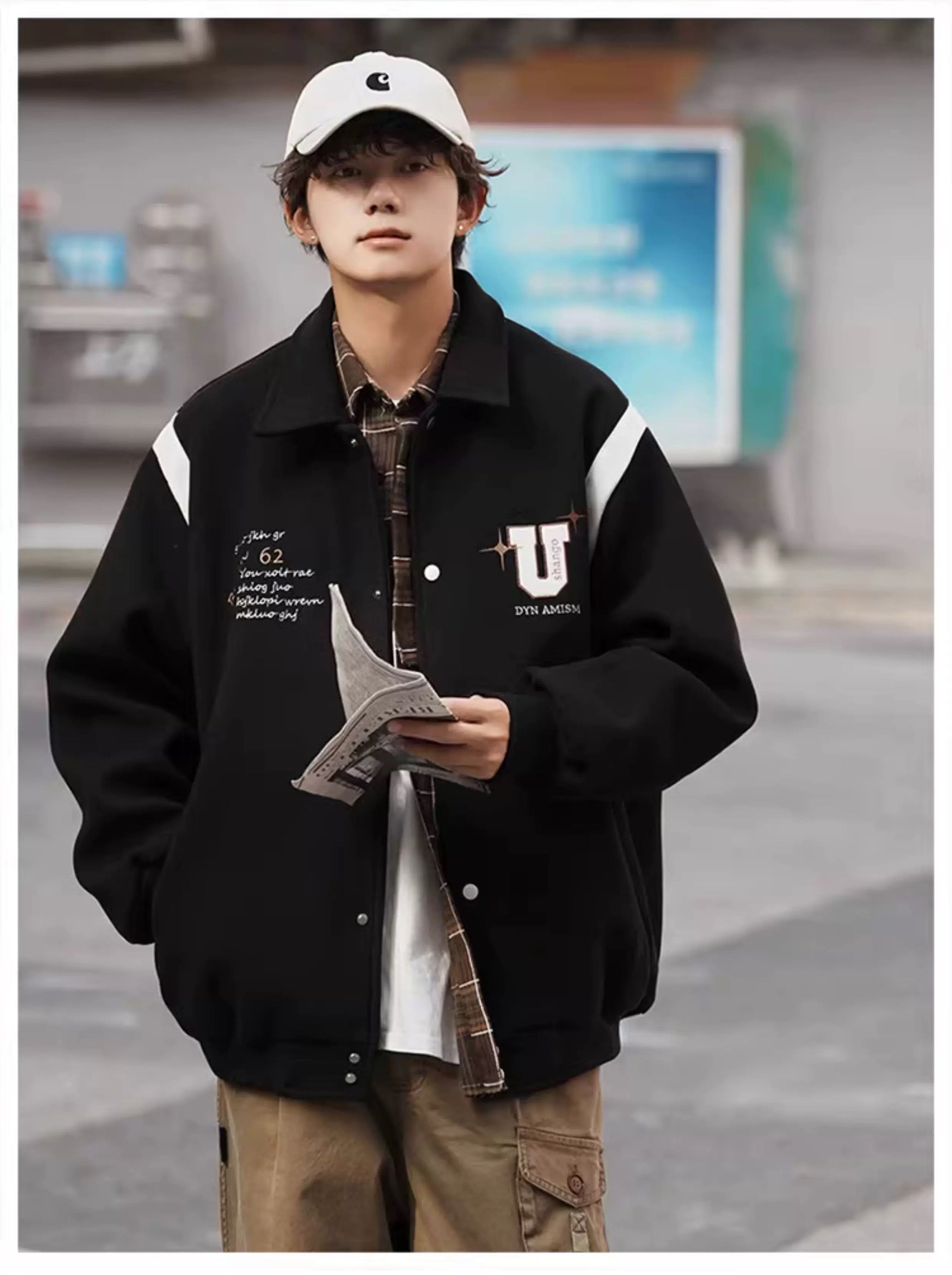 Chaqueta corta de lana – Prenda de abrigo vintage estilo urbano americano T0024