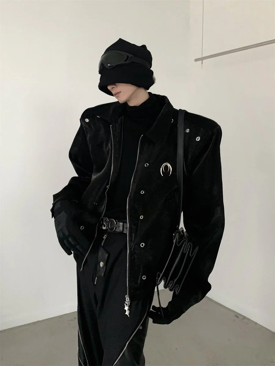 SHOULDER PADS SILHOUETTE LAPEL SHORT JACKET T0107