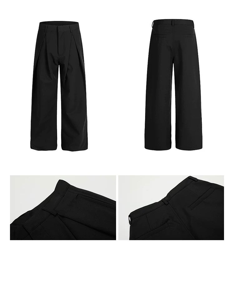 Structured Drape Suit Trousers – High-Street Minimalist Straight-Leg Pants B0041