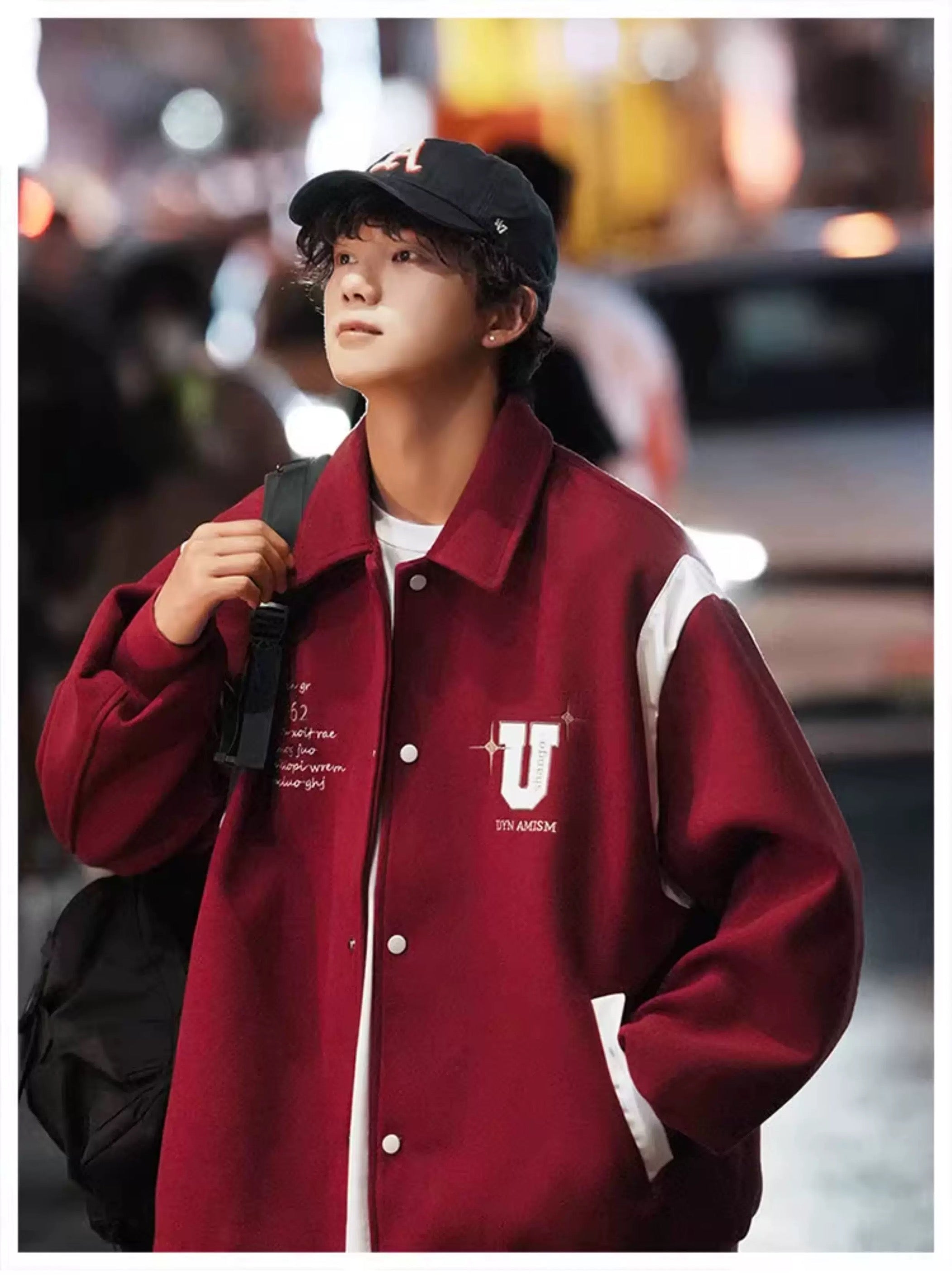 Chaqueta corta de lana – Prenda de abrigo vintage estilo urbano americano T0024