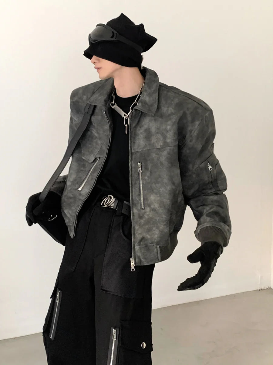 WASHED FROSTED LEATHER JACKETT0108