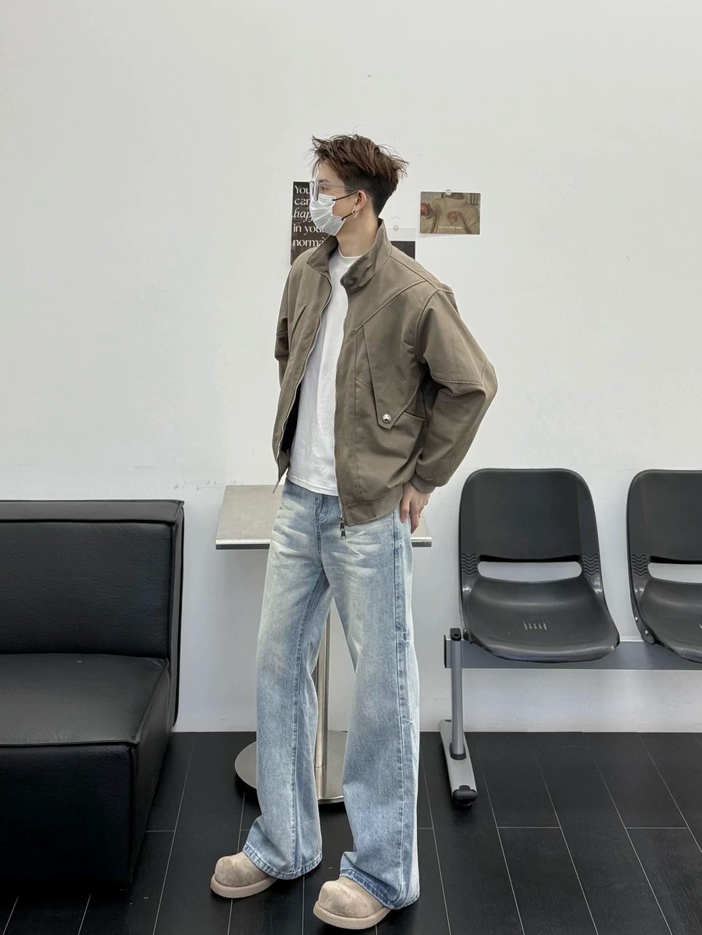 Men’s Stand Collar Jacket – Minimal Clean Fit Streetwear Outerwear T0166