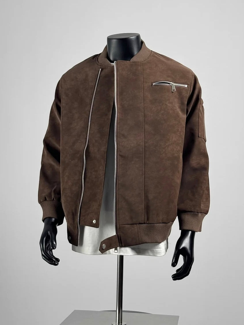 [TANCCHUI] LOOSE STAND-COLLAR MOTO JACKET T0188