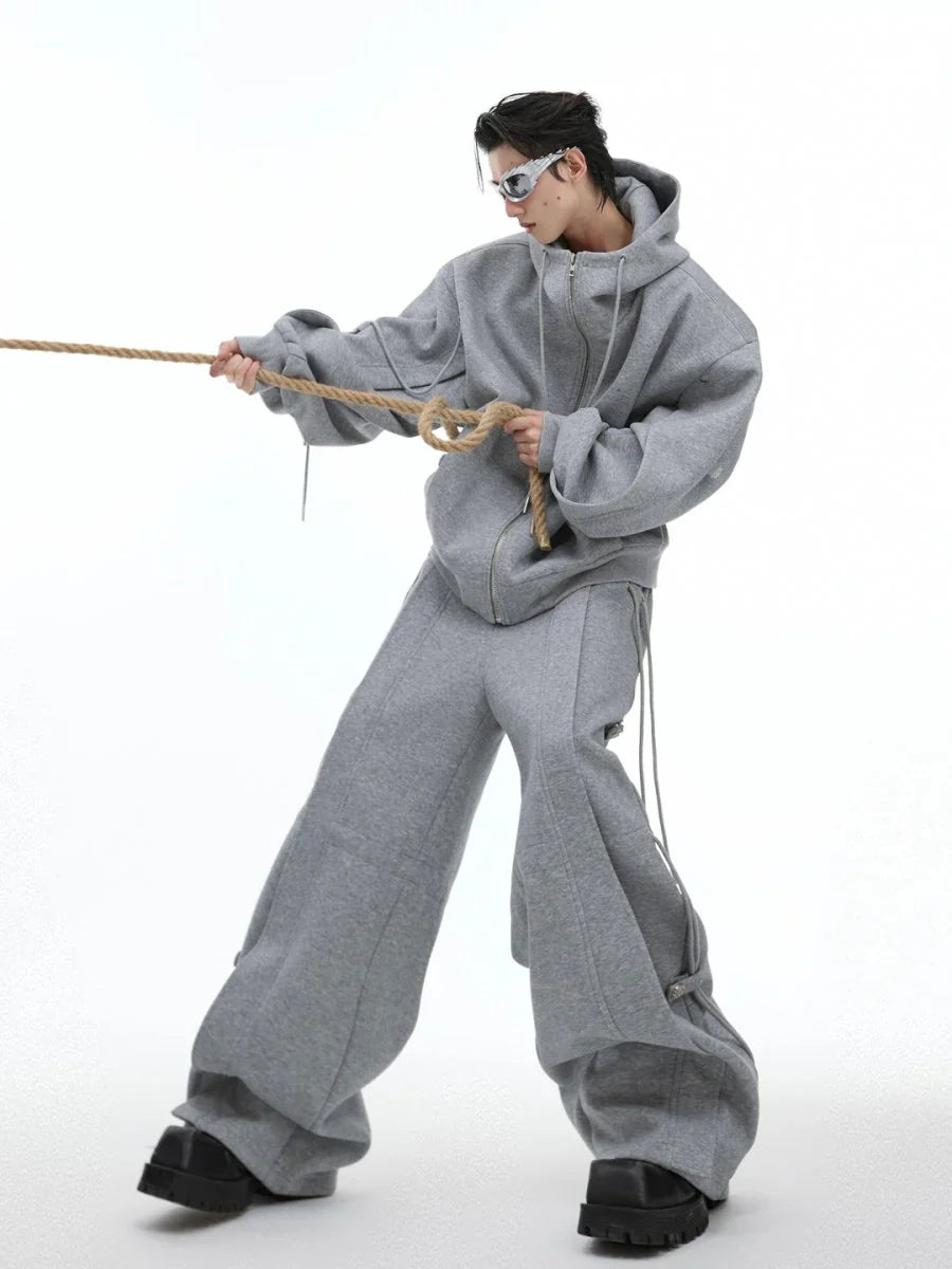 LOOSE HOODED SWEATER JACKET + BOTTOMS S0059