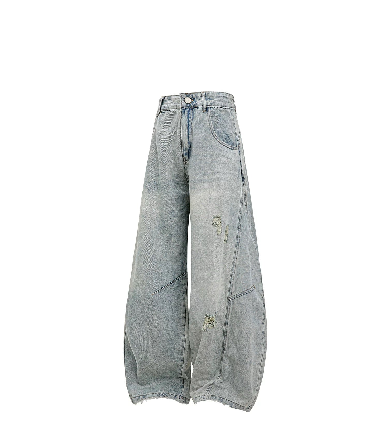 Men’s Vintage Ripped Wide-Leg Jeans – American Retro Streetwear Denim Pants B0092