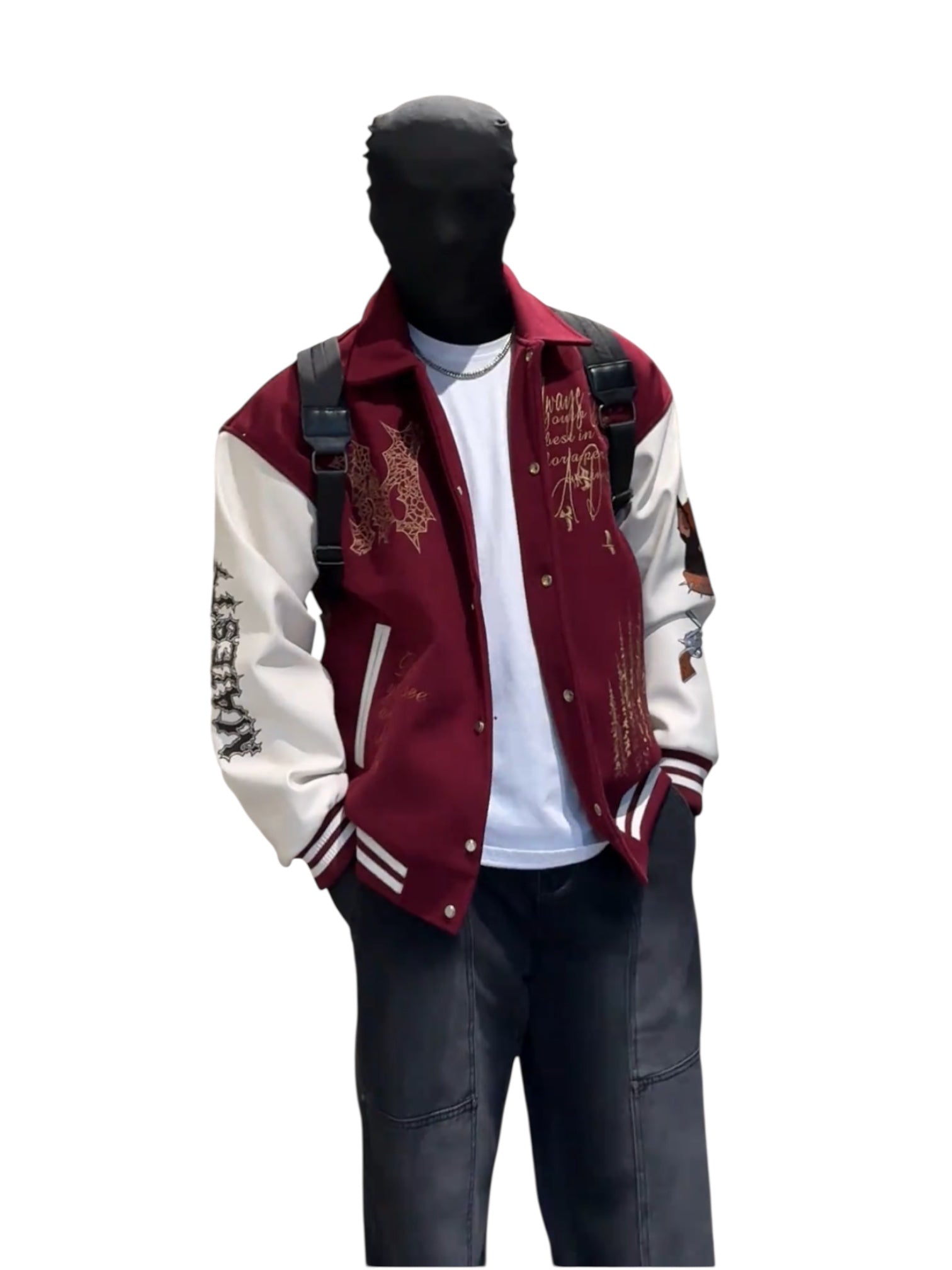 [W.K] PATCHED VARSITY EMBROIDERED JACKET T0182
